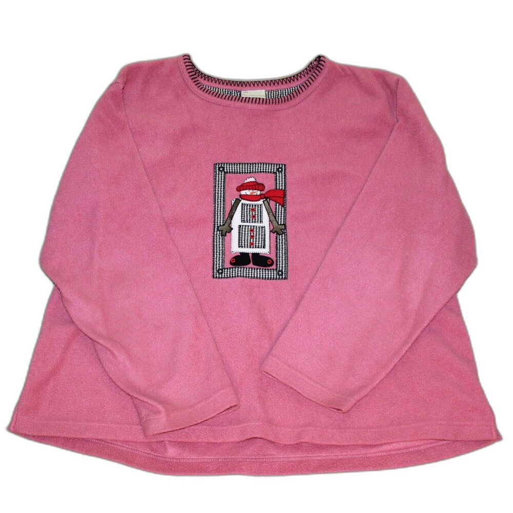 Pink Women's Christmas Sweater Size XL Snowman Holiday Jenny Buchanan